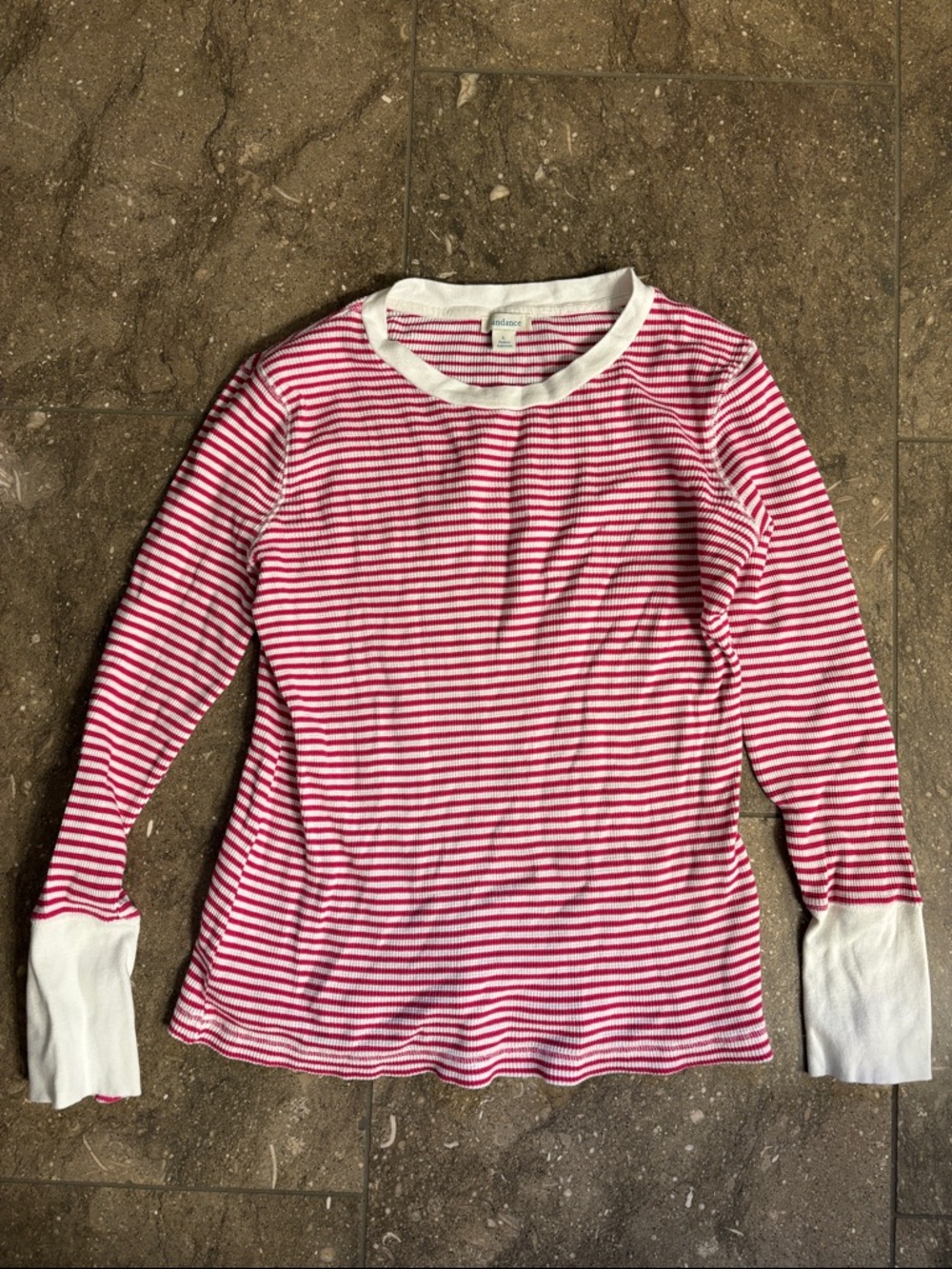 Sundance Pink and White Striped Ribbed Tee
